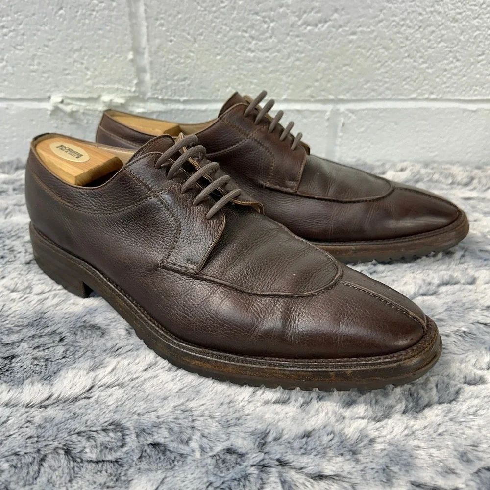 Wilson and Dean Wilkes Bashford Derby Shoes Brown Pebbled Leather / Mens 10.5